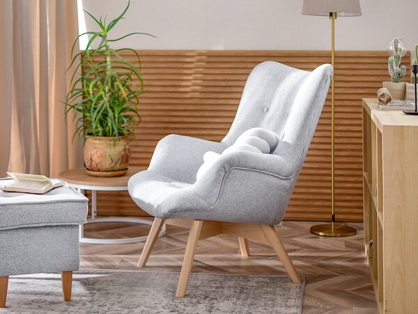 Designové křeslo Florentino (světle šedá + dub)