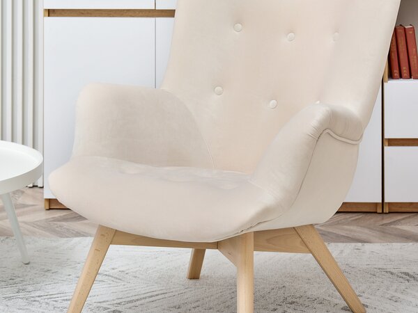 Designové křeslo Florentino (krémová + dub). Akce -15%