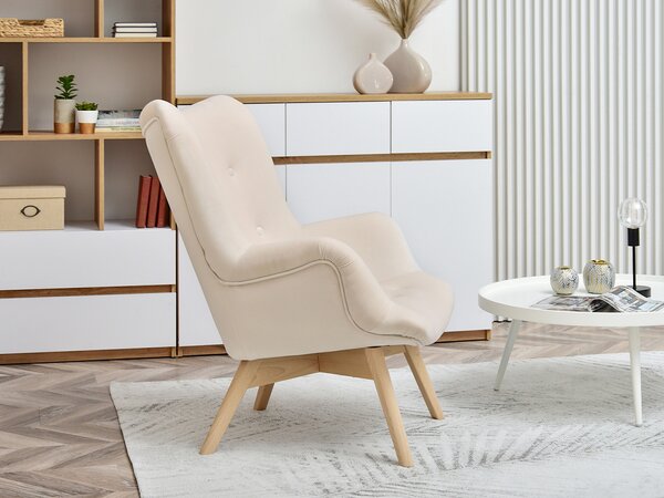 Designové křeslo Florentino (krémová + dub). Akce -15%