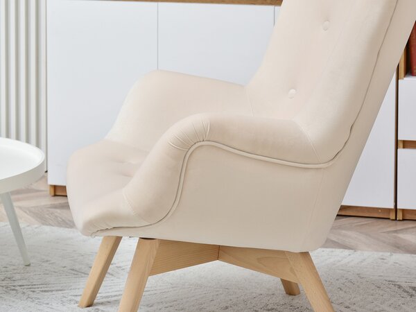 Designové křeslo Florentino (krémová + dub). Akce -15%