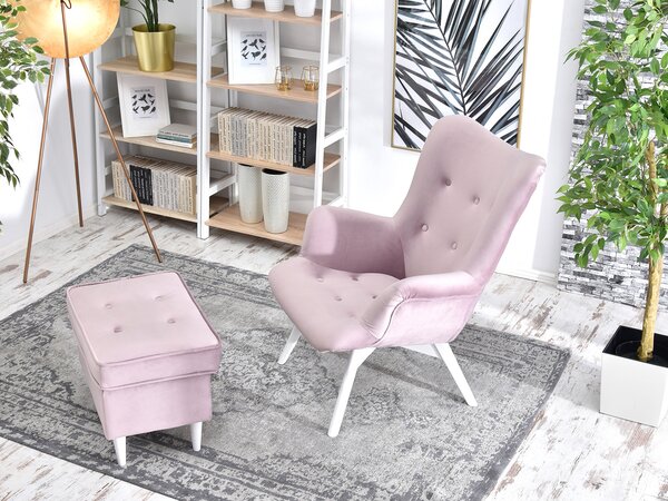 Designové křeslo Florentino (světlofialová + dub)
