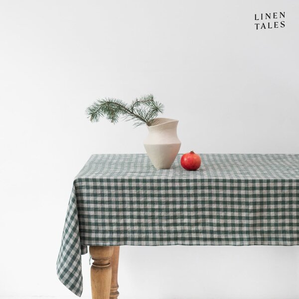 Lněný ubrus 140x250 cm Forest Green Gingham – Linen Tales