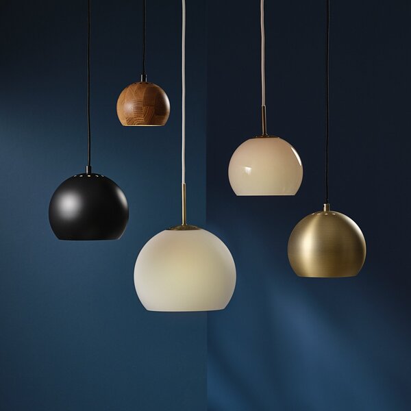 Závěsná svítidlo FRANDSEN, Ball, stmívatelné, Šedá, Obývací pokoj, Sklo, Design
