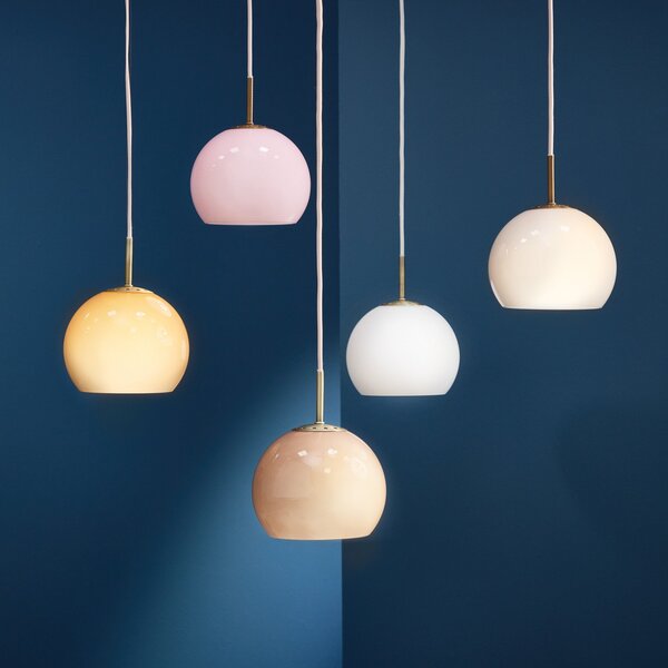 Závěsná svítidlo FRANDSEN, Ball, stmívatelné, Pudrová, Obývací pokoj, Sklo, Design