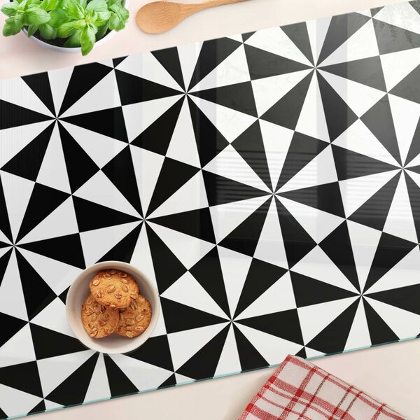 Krájecí prkénko skleněné Geometrické trojúhelníky v černé a bílé ddk-nr-wm-00006141