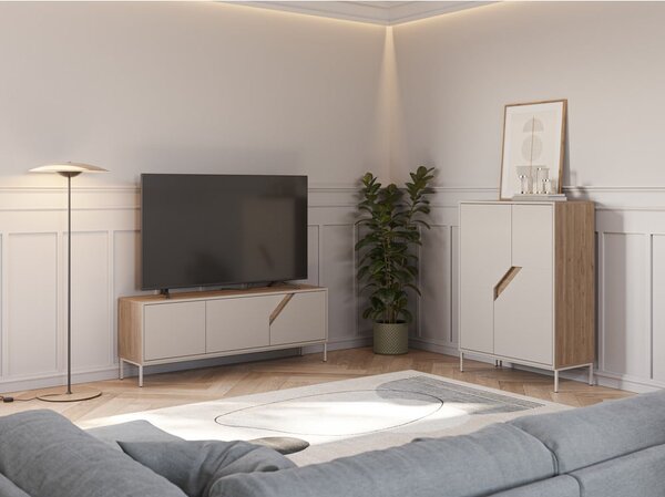 Komoda v dekoru dubu v krémovo-přírodní barvě 150x55x35 cm Lilou – Marckeric