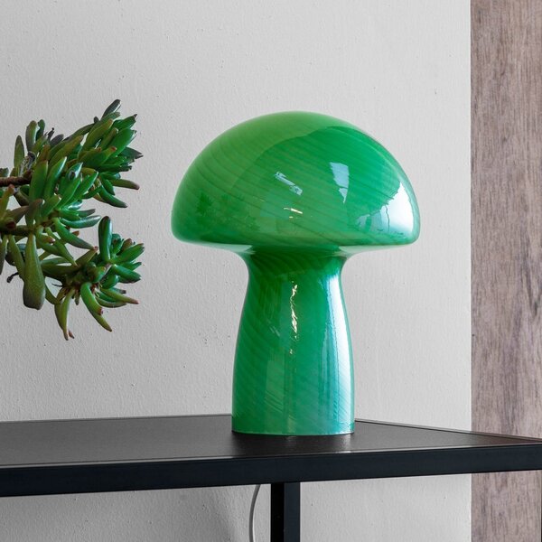 Stolní lampa Dyberg Larsen, Mushroom, Zelená, Obývací pokoj, Sklo, Design