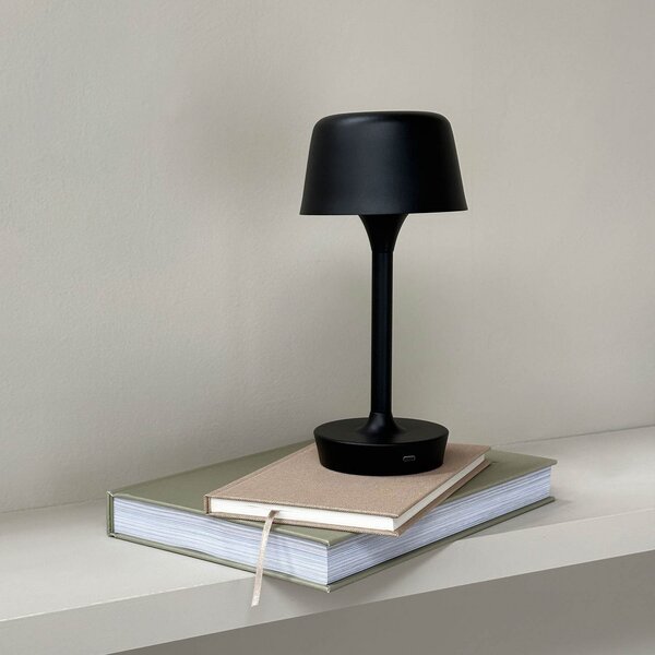 Stolní lampa Dyberg Larsen, Flow, stmívatelné, Černá, Obývací pokoj, Kov, Skandinávský