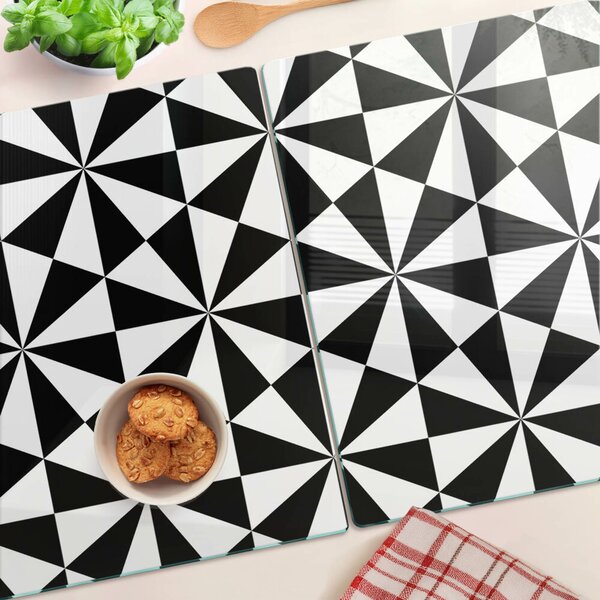 Krájecí prkénko skleněné Geometrické trojúhelníky v černé a bílé ddk-nr-wm-00006141