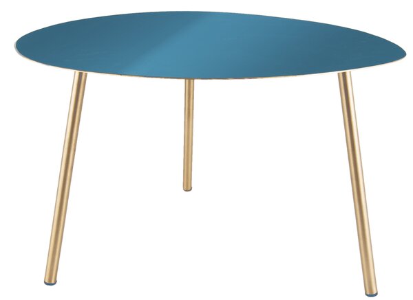 Select Time Modrý konferenční stolek Voalo L, zlatá podnož