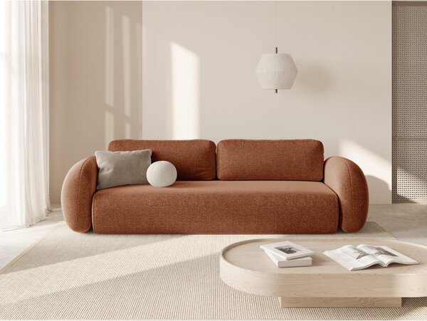 Žinylková rozkládací/s úložným prostorem pohovka v cihlové barvě 262 cm Tonale – Cosmopolitan Design