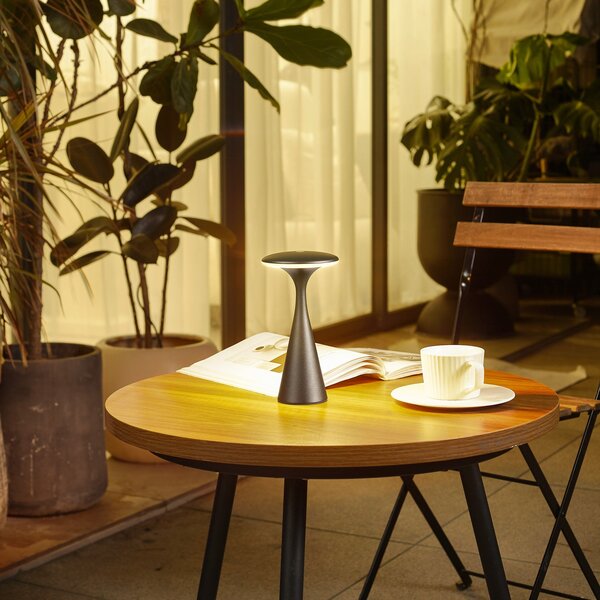 Stolní lampa Lindby, Evelen, stmívatelné, Černá, Balkon, Plast, Moderní