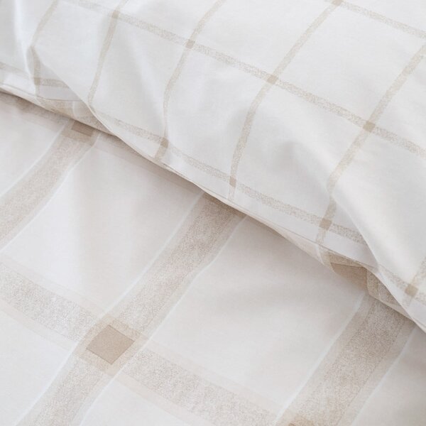 Béžové bavlněné povlečení na dvoulůžko 200x200 cm Oxton Check – Bianca