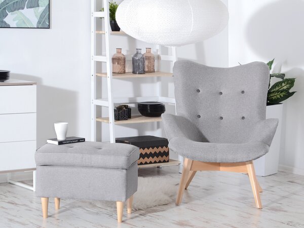 Designové křeslo Florentino (šedá + dub)
