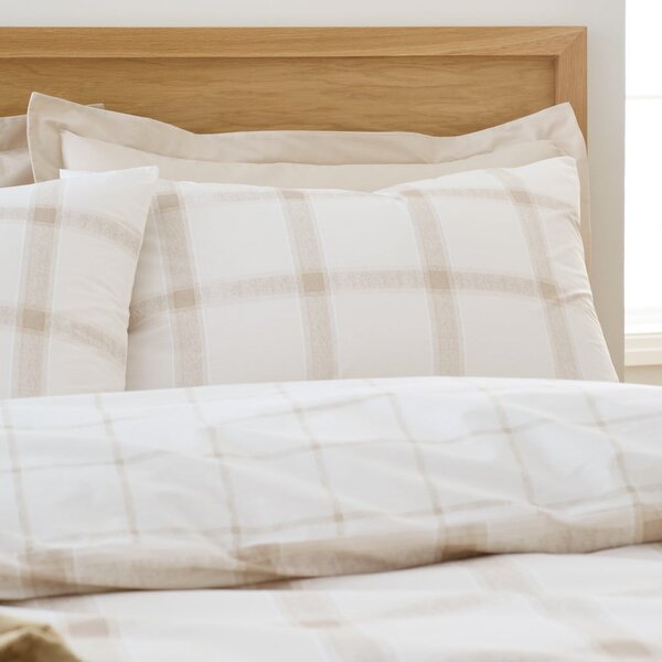 Béžové bavlněné povlečení na dvoulůžko 200x200 cm Oxton Check – Bianca