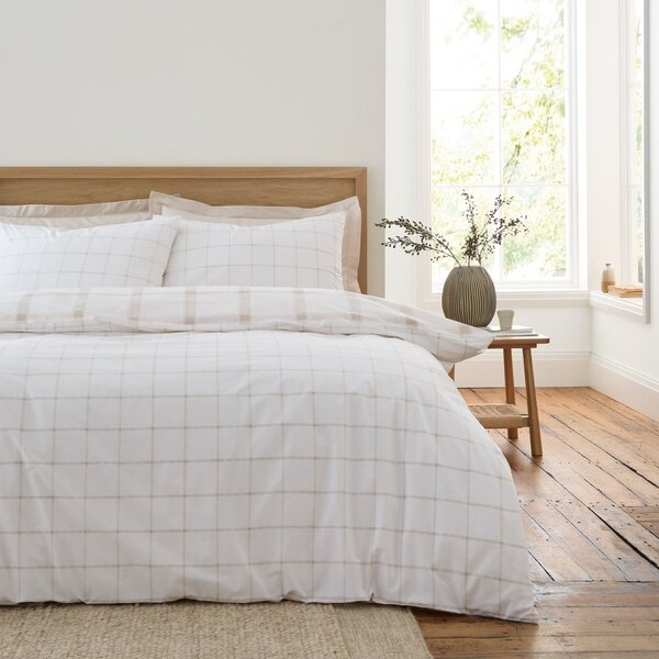 Béžové bavlněné povlečení na dvoulůžko 200x200 cm Oxton Check – Bianca