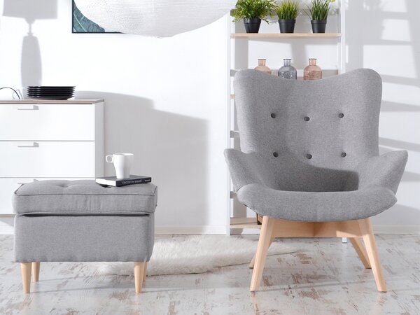 Designové křeslo Florentino (šedá + dub)