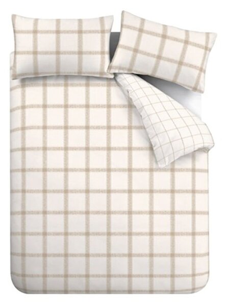 Béžové bavlněné povlečení na dvoulůžko 200x200 cm Oxton Check – Bianca