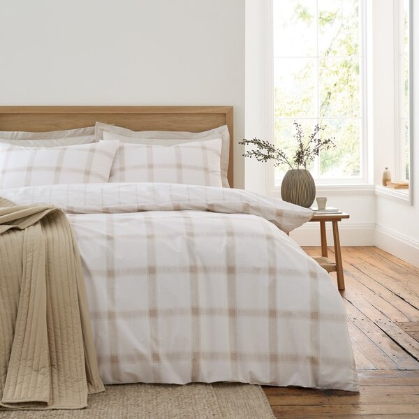 Béžové bavlněné povlečení na dvoulůžko 200x200 cm Oxton Check – Bianca
