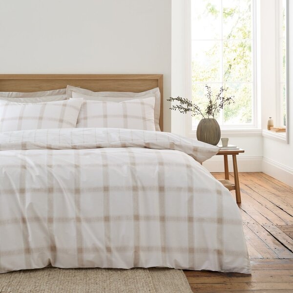 Béžové bavlněné povlečení na dvoulůžko 200x200 cm Oxton Check – Bianca