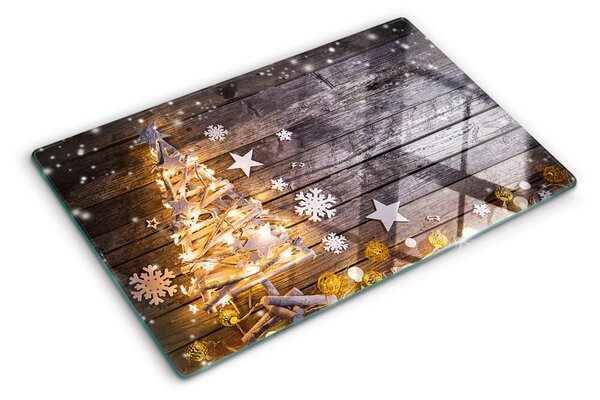 Krájecí prkénko skleněné Vánoční stromeček s ozdobami ddk-nr-wm-00006151