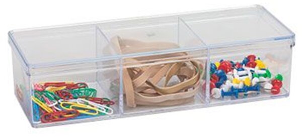 Arte Regal Organizér na drobnosti, 3 přihrádky, s víkem, transparentní CURAPROX, 20x7x4