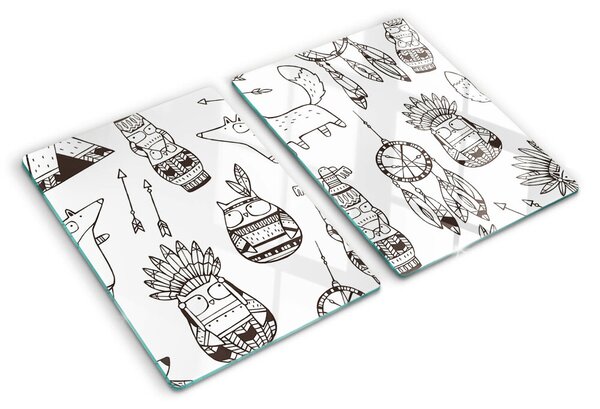 Skleněné krájecí prkénko Etnický motiv se zvířaty ddk-nr-wm-00006167