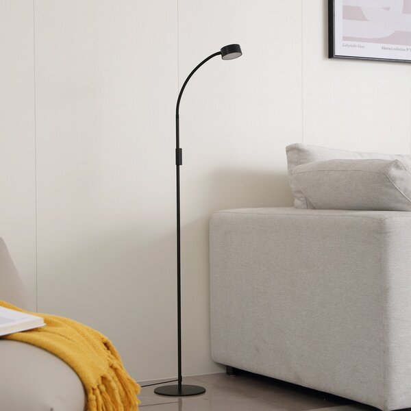 Stojací Lampa Lindby, Maori, stmívatelné, Černá, Pracovna, Kov, Moderní