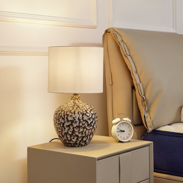 Stolní lampa Lindby, Thalassia, Šedá, Obývací pokoj, Keramika, Venkovský / rustikální
