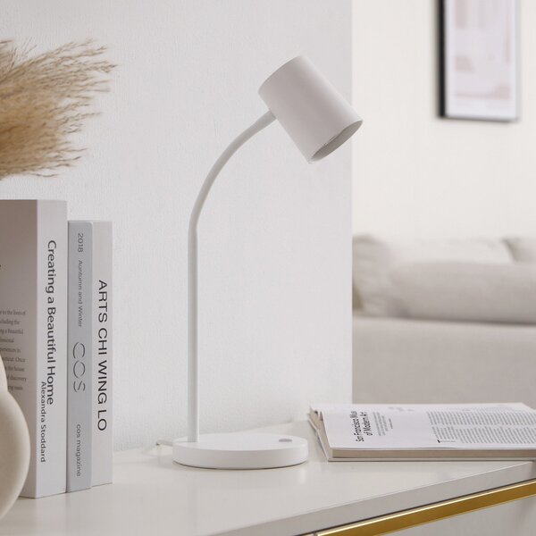 Stolní lampa Lindby, Radka, Bílá, Pracovna, Plast, Moderní