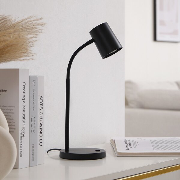 Stolní lampa Lindby, Radka, Černá, Pracovna, Plast, Moderní
