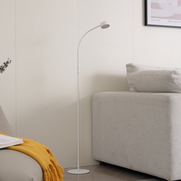 Stojací Lampa Lindby, Maori, stmívatelné, Bílá, Pracovna, Kov, Moderní