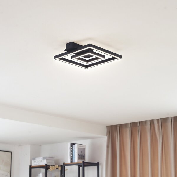 Stropní Lampa Lindby, Madamo, Černá, Obývací pokoj, Hliník, Moderní
