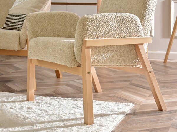 Relaxační křeslo Laopas (béžová + dub). Akce -10%