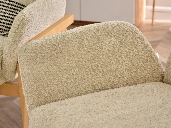 Relaxační křeslo Laopas (béžová + dub). Akce -10%
