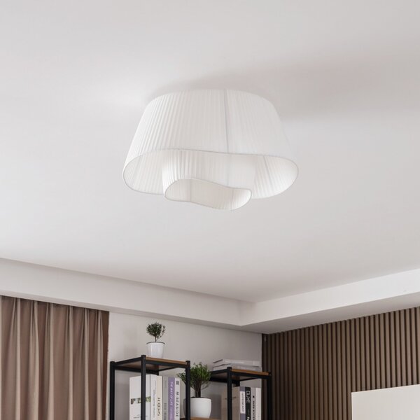 Stropní Lampa Lindby, Eryndor, stmívatelné, Bílá, Obývací pokoj, Tkanina / Textil