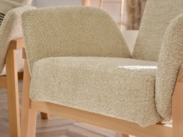 Relaxační křeslo Laopas (béžová + dub). Akce -10%