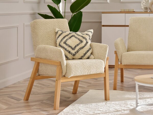 Relaxační křeslo Laopas (béžová + dub). Akce -10%