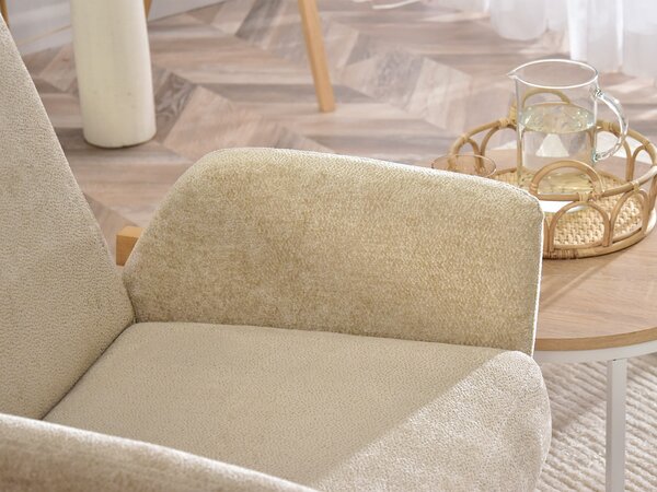 Relaxační křeslo Laopas (béžová + dub). Akce -10%