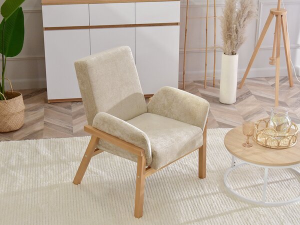 Relaxační křeslo Laopas (béžová + dub). Akce -10%