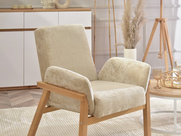 Relaxační křeslo Laopas (béžová + dub). Akce -10%