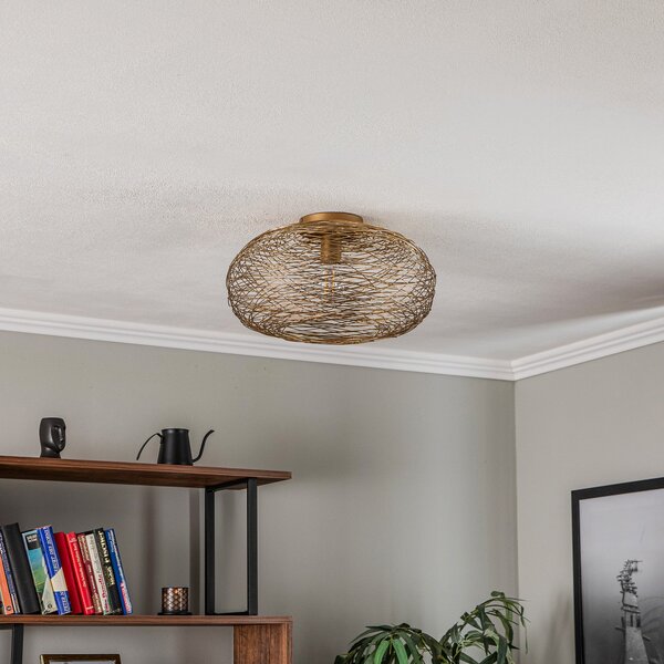 Stropní Lampa Lindby, Kaviya, stmívatelné, Zlatá / mosazná, Obývací pokoj, Kov, Design