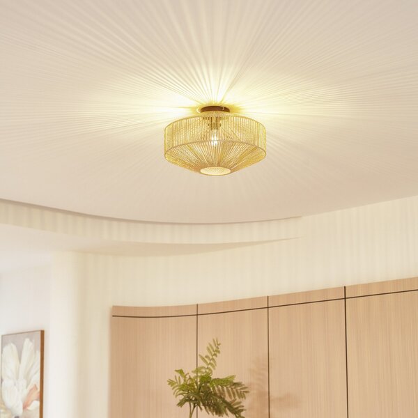 Stropní Lampa Lindby, Sorino, stmívatelné, Dřevo, Obývací pokoj, Papír / Karton, Venkovský / rustikální