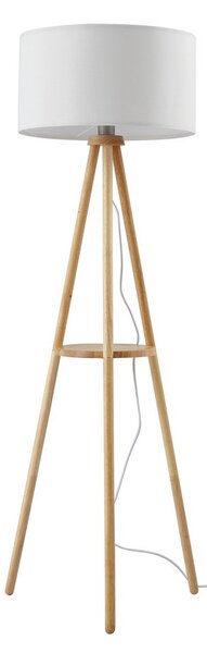 Stojací Lampa Lindby, Adamio, Bílá, Obývací pokoj, Tkanina / Textil, Venkovský / rustikální
