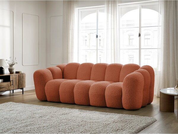 Pohovka z textilie bouclé v cihlové barvě 232 cm Hippolyte – Bobochic Paris