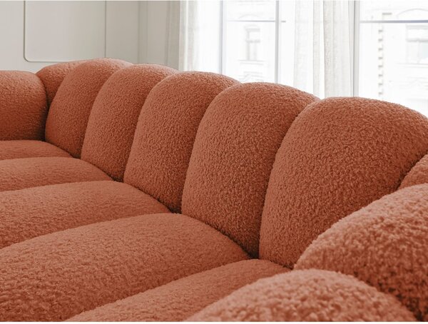 Pohovka z textilie bouclé v cihlové barvě 232 cm Hippolyte – Bobochic Paris