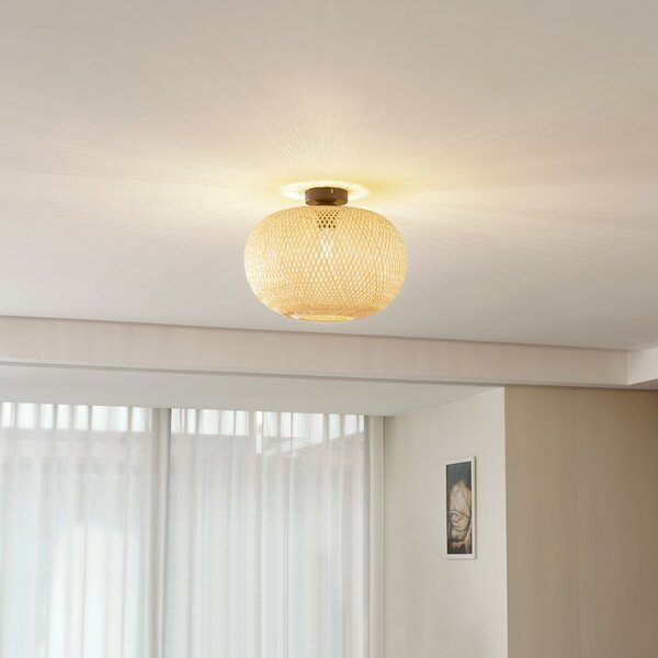 Stropní Lampa Lindby, Kessia, stmívatelné, Dřevo, Jídelna, Bambus, Venkovský / rustikální