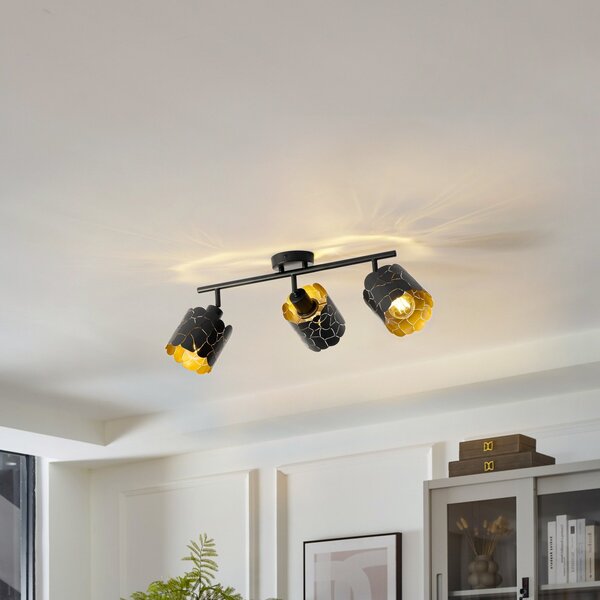 Stropní Lampa Lindby, Aralena, stmívatelné, Černá, Obývací pokoj, Kov, Moderní