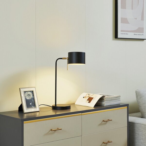 Stolní lampa Lindby, Kaida, Černá, Obývací pokoj, Kov, Moderní