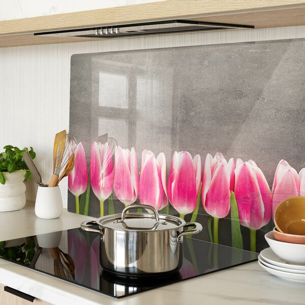 Skleněné krájecí prkénko Tulipány na šedém pozadí ddk-nr-wm-00006198